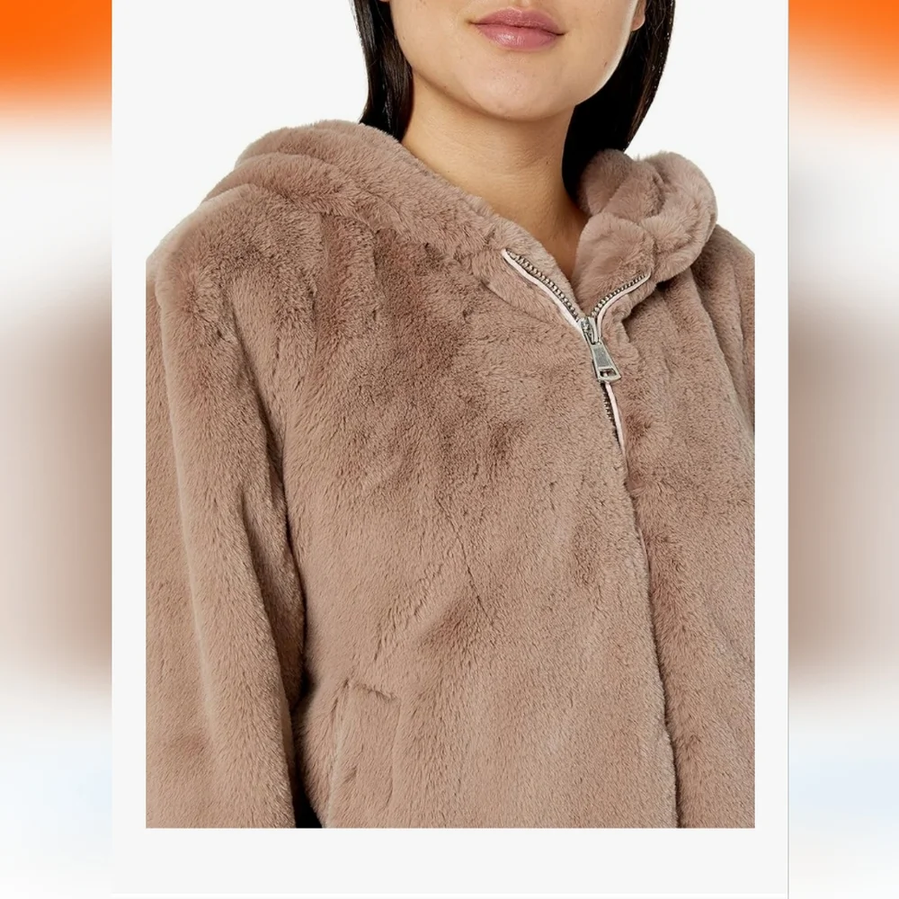Faux Fur Zip Front Bomber Jacket - Picture 4 of 5